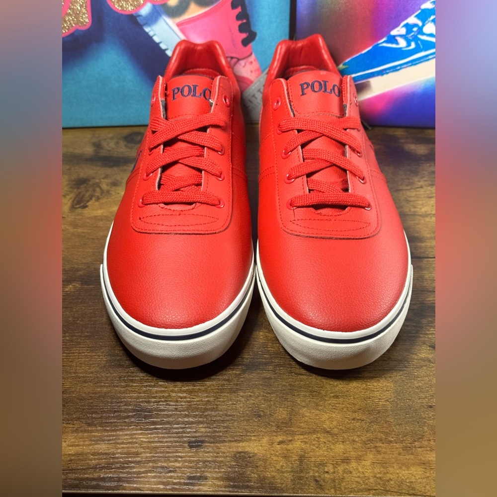 Polo Ralph Lauren Men's Hanford Sneakers Size 14D Red Leather Lace Up - Picture 4 of 8